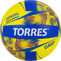 Мяч вол." TORRES Grip Y"  V32185 р.5 синт. кожа (ТПУ)  маш.сшивка, бут. кам жёлто-синий