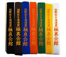 Пояс для кимоно Стандарт с вышивкой Киокусинкая жёлтый П14В.КАЙ (260см)